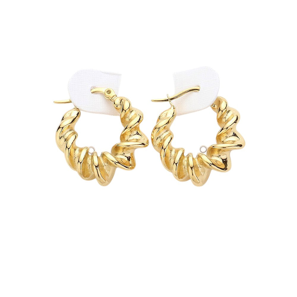 Stainless Steel Spiral Hoop Pin Catch Earrings