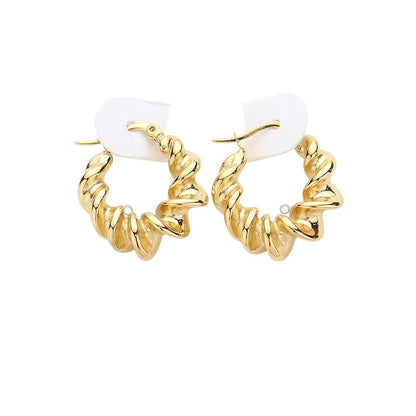Stainless Steel Spiral Hoop Pin Catch Earrings
