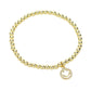 Stainless Steel Stone Paved Smile Emoji Charm Stretch Ball Bracelet