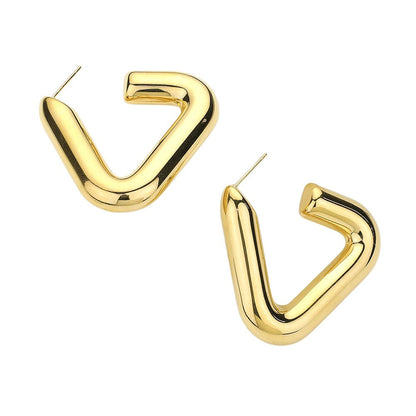 Stainless Steel Triangle Hoop Earrings