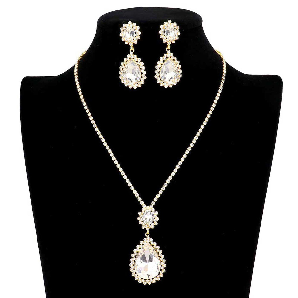 Teardrop Accented Rhinestone Necklace