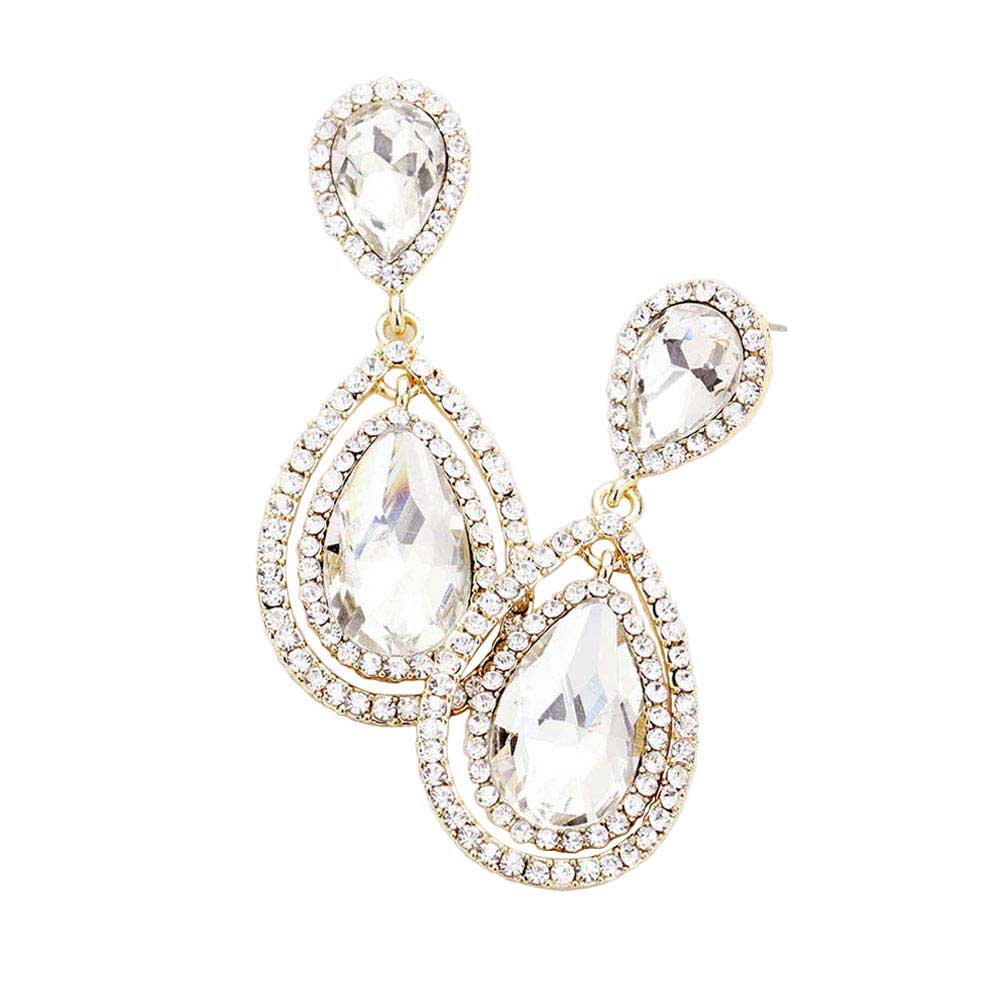 Teardrop Crystal Rhinestone Dangle Evening Earrings