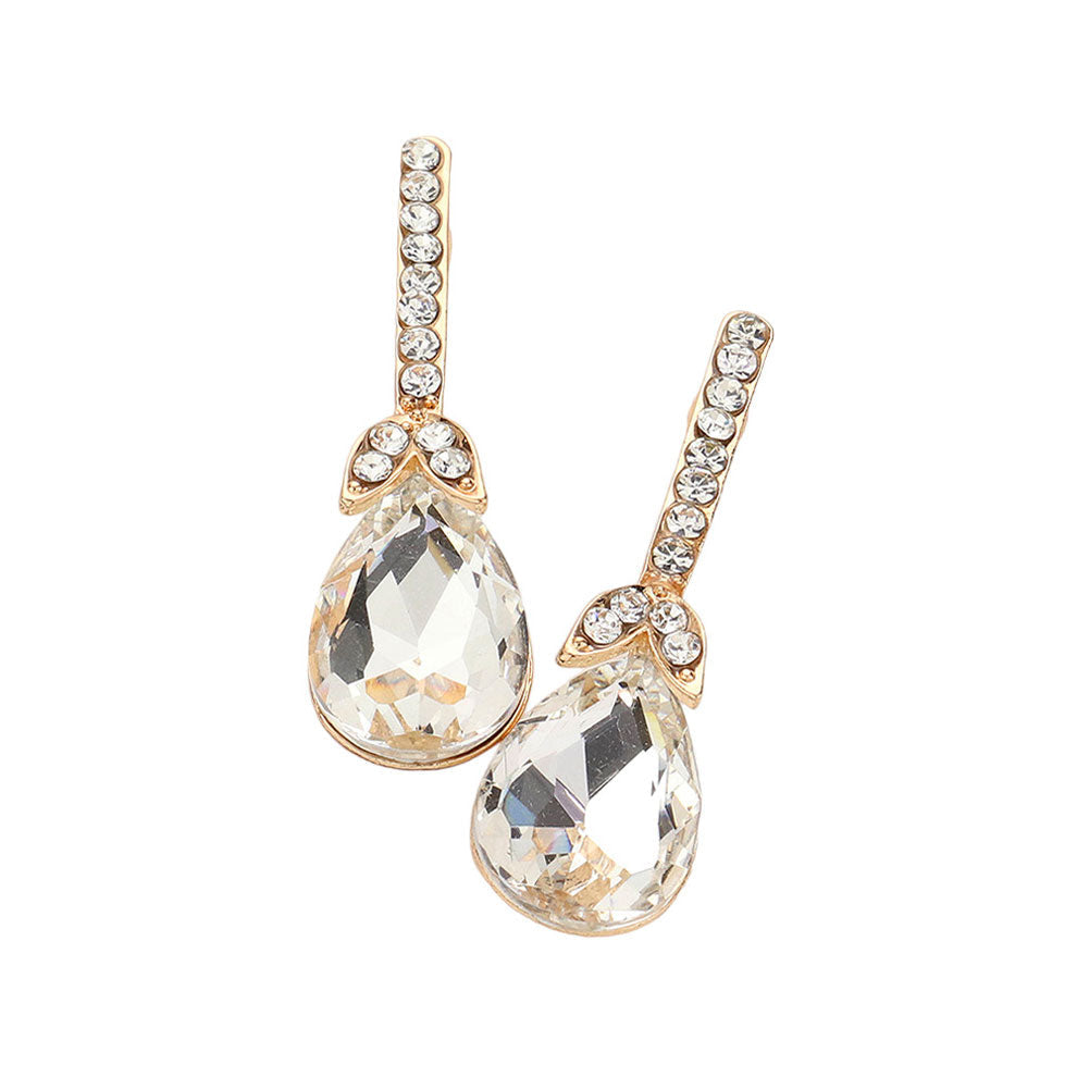 Teardrop Stone Accented Evening Earrings