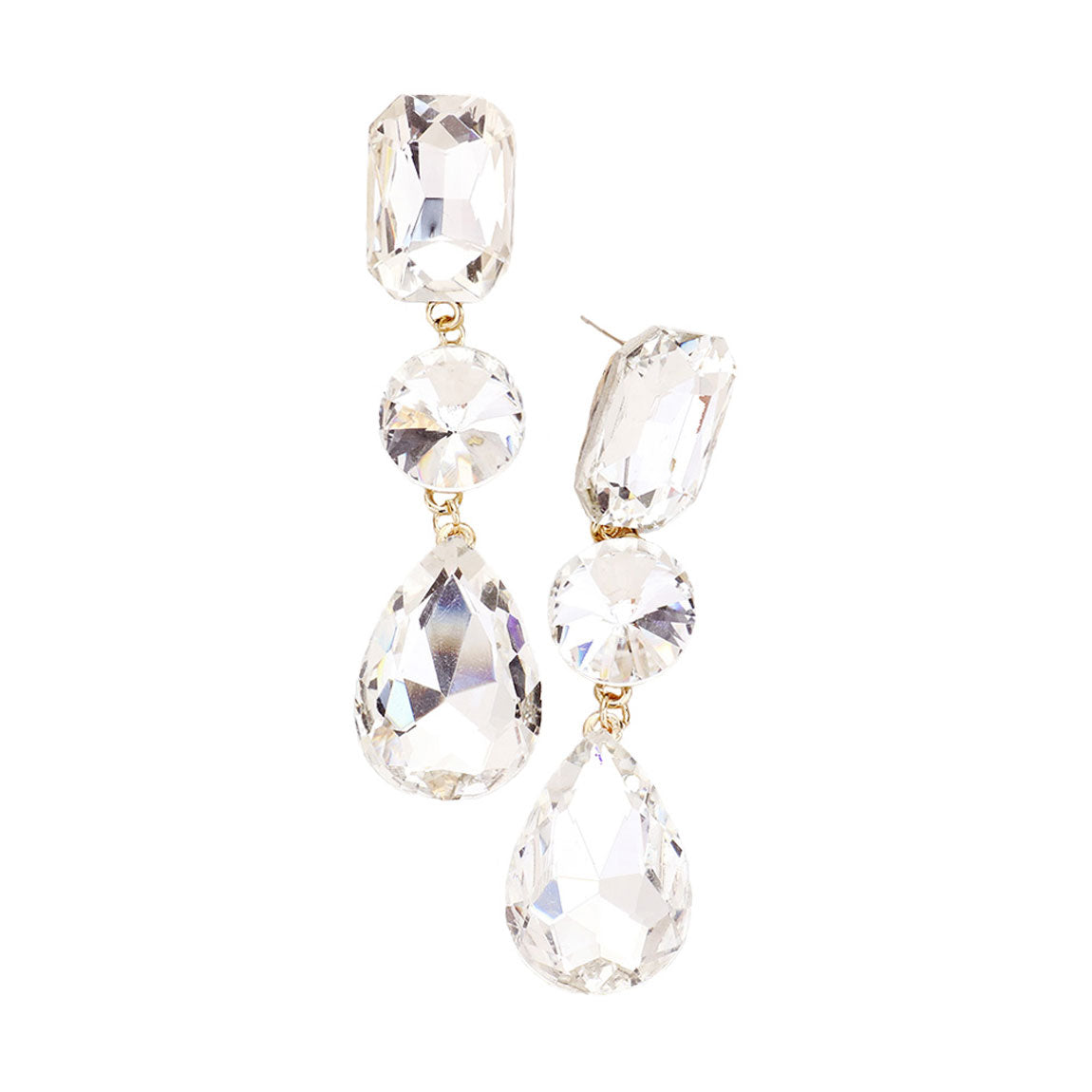 Triple Crystal Rhinestone Evening Earrings