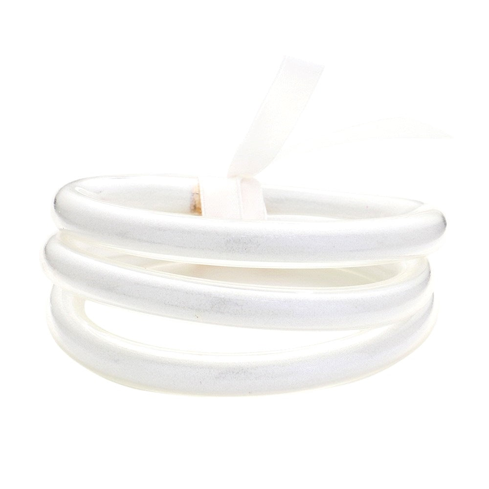 3PCS Glitter Jelly Tube Bangle Bracelet