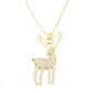 White Gold Dipped CZ Reindeer Pendant Necklace