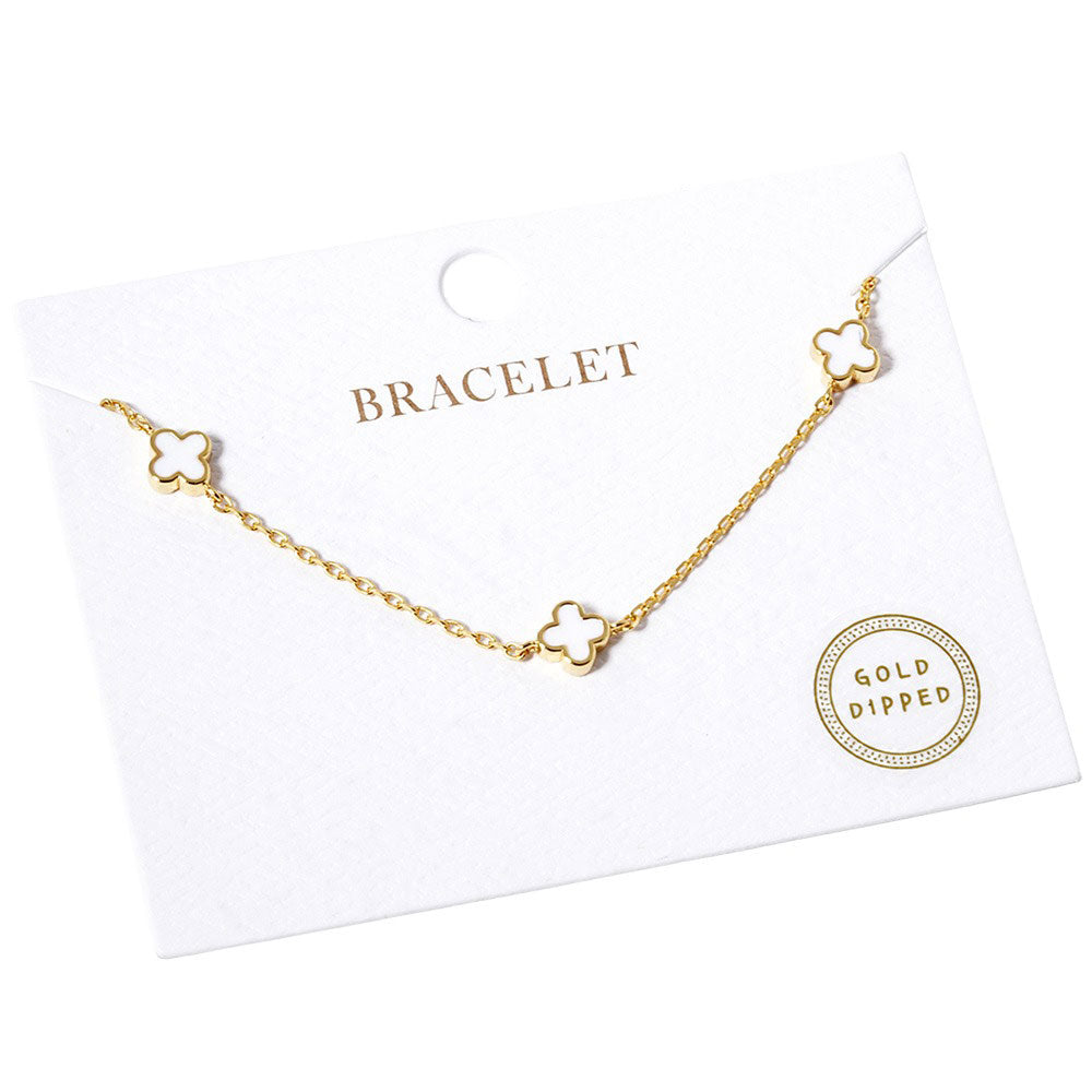 Gold Dipped Triple Quatrefoil Link Bracelet