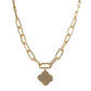 White Gold Dipped Quatrefoil Pendant Necklace