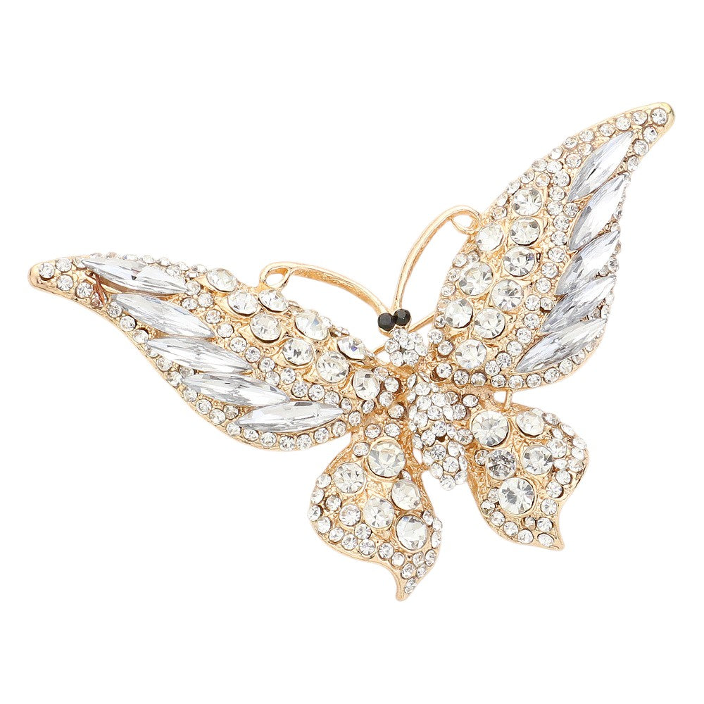 Glass Crystal Butterfly Pin Brooch