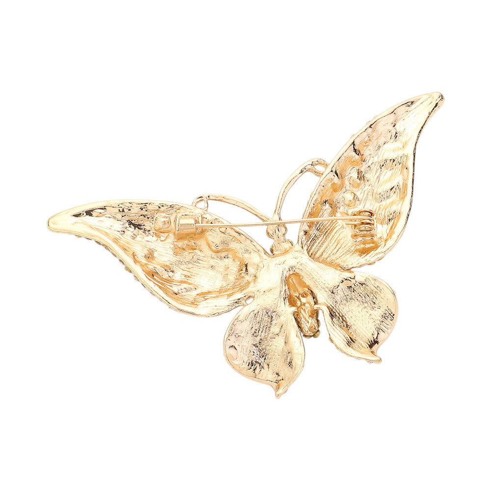Glass Crystal Butterfly Pin Brooch