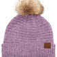 C.C Solid Boucle Yarn Beanie Hat With Pom