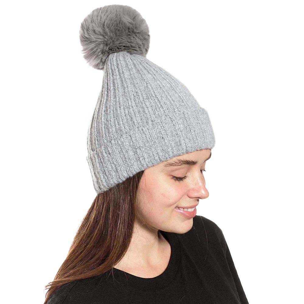 Beautiful Cable Knit Pom Pom Beanie Hat