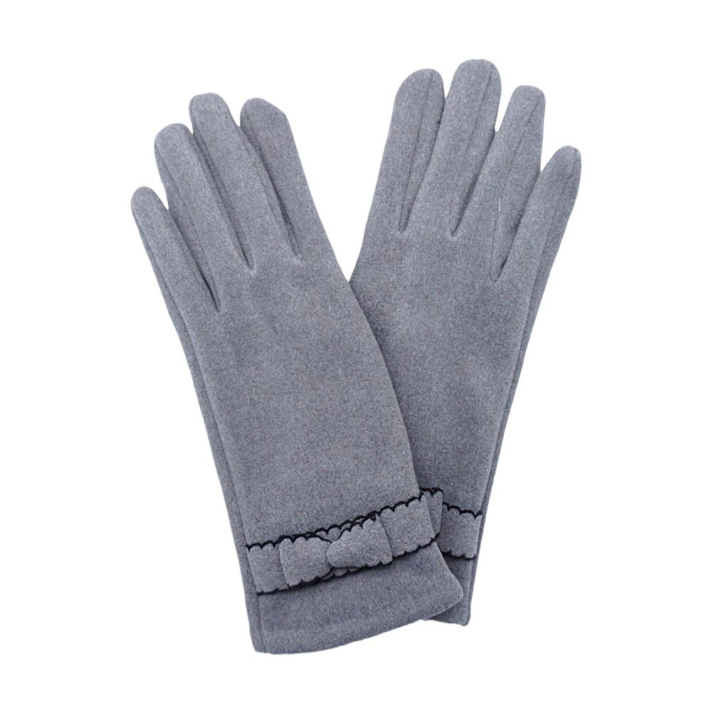 Bow Pointed Faux Suede Smart Touch Gloves