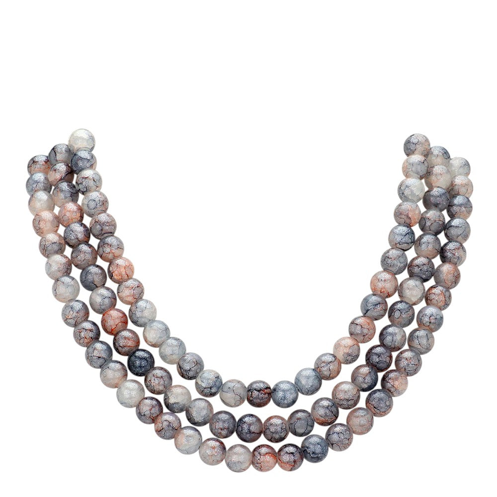 Chunky Acrylic Ball Beaded Triple Layered Faux Leather Magnetic Necklace