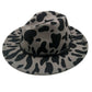 Faux Leather Band Cattle Patterned Panama Hat