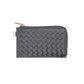 Faux Leather Basket Weave Flat Card Holder Wallet with Wristlet