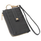Faux Leather Basket Weave Flat Card Holder Wallet with Wristlet