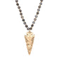Hammered Metal Arrow Pendant Faceted Beads Long Necklace