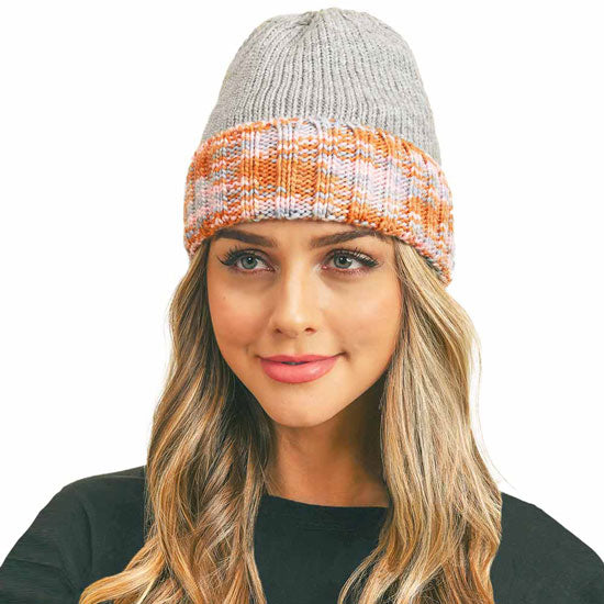 Multi Color Band Fleece Beanie Hats
