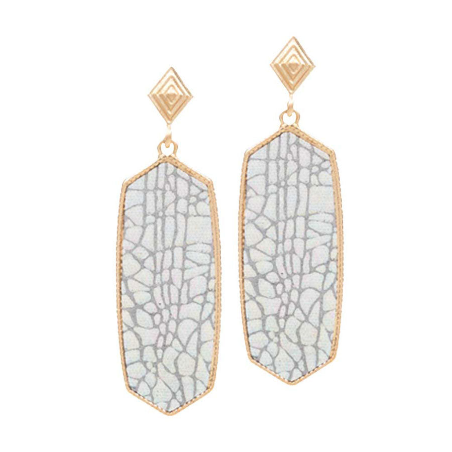 Patterned Hexagon Dangle Earrings