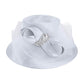 Rhinestone Embellished Feather Accented Mesh Bow Dressy Hat