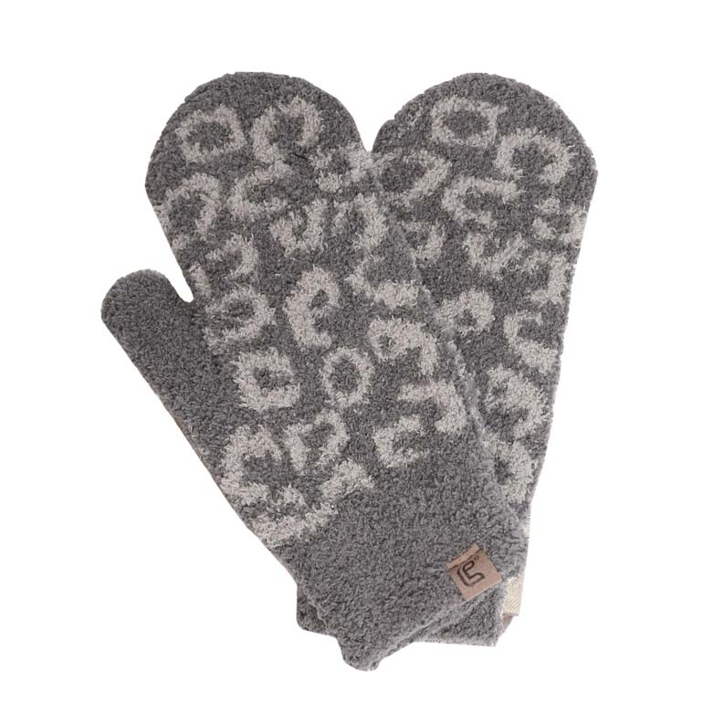 Soft Fuzzy Leopard Mittens