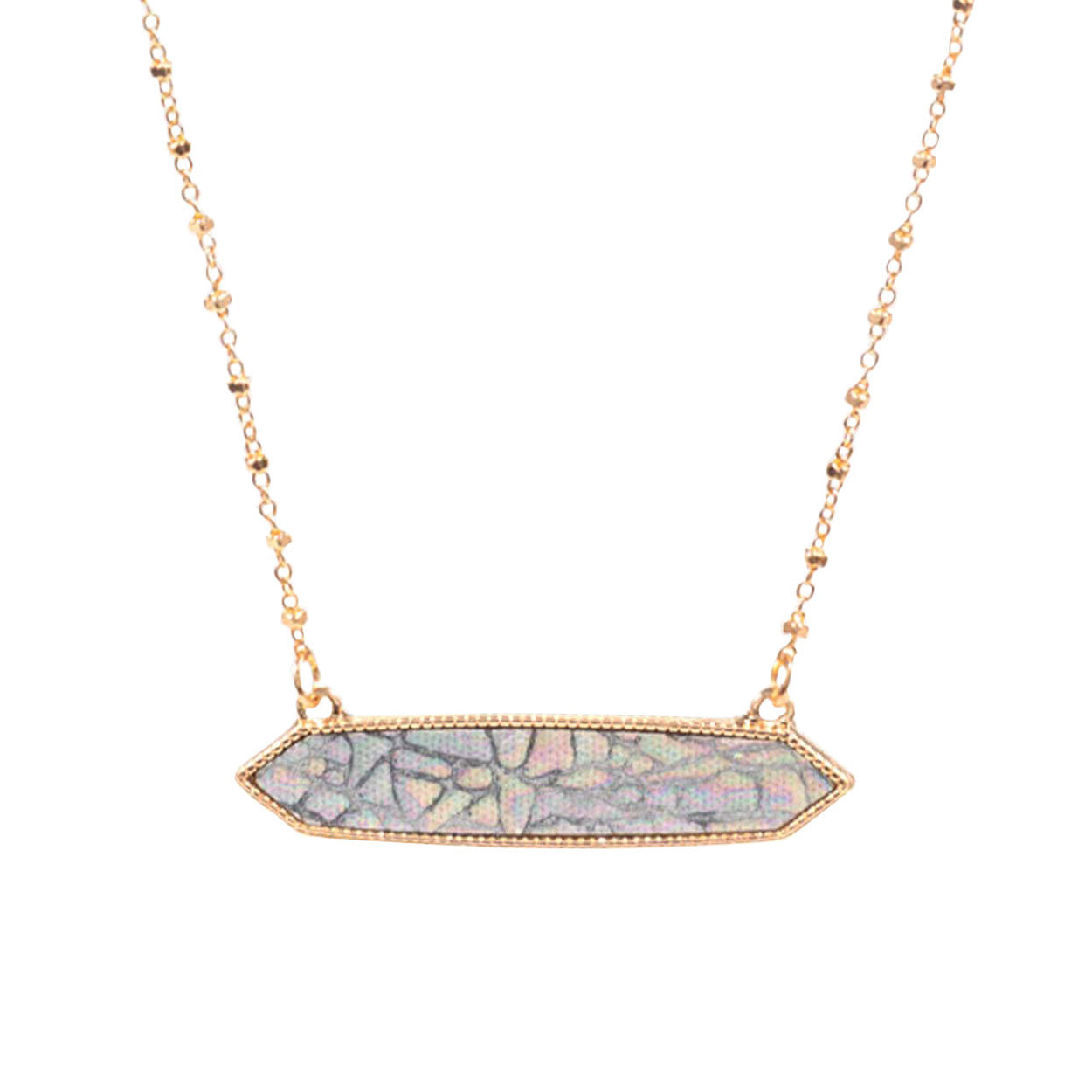 Trendy Patterned Hexagon Pendant Necklace