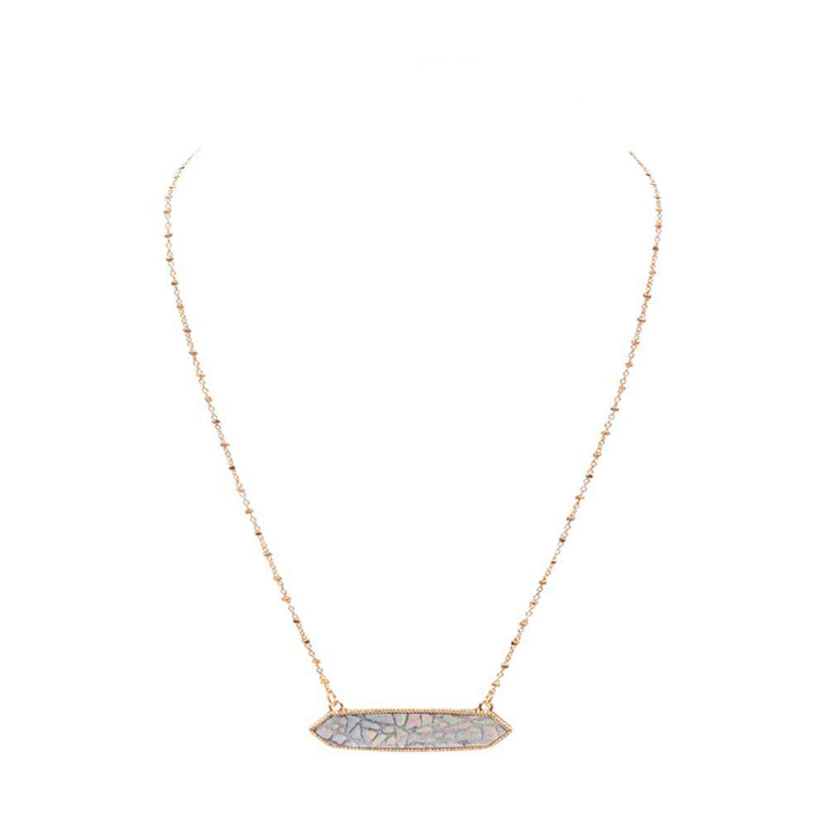 Trendy Patterned Hexagon Pendant Necklace