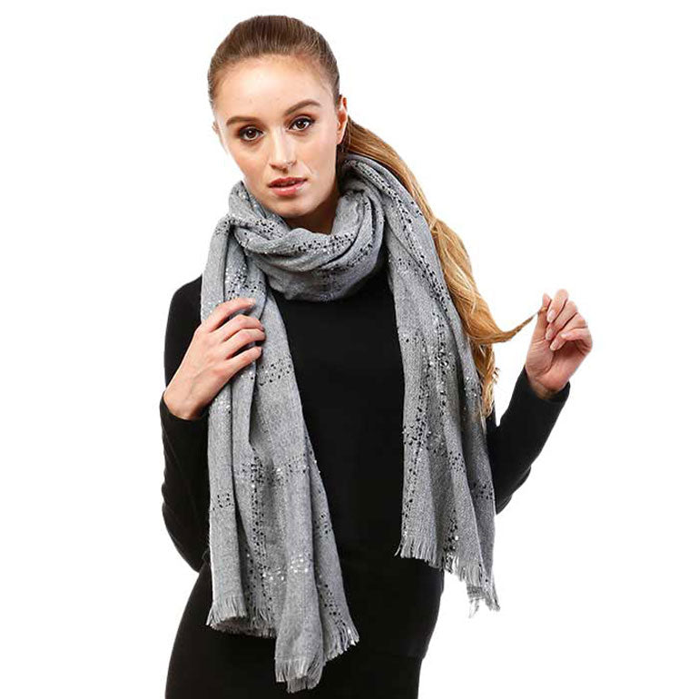 Windowpane Check Oblong Scarf