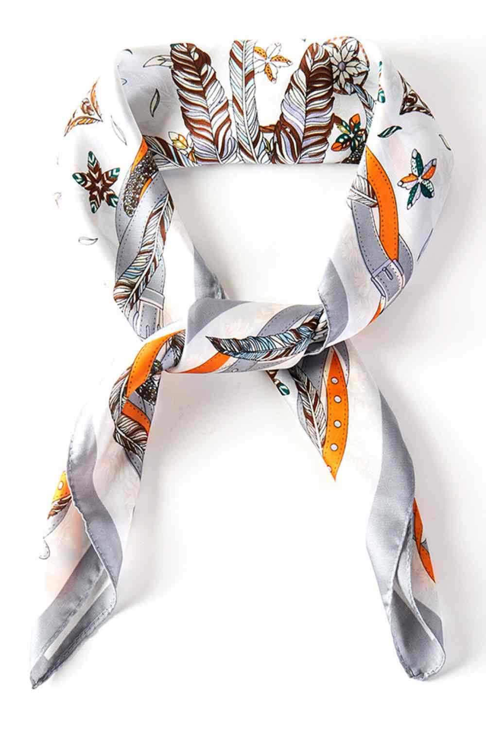 Feather and Belt Print Bandana Summer Scarf