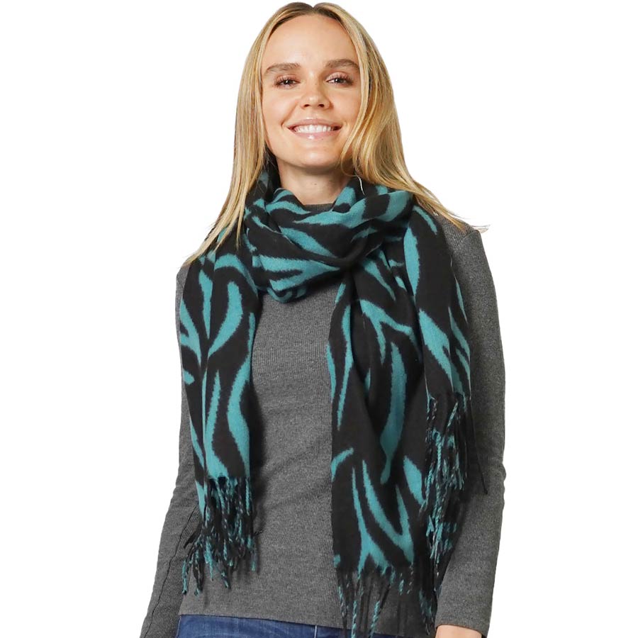 Animal Print Fringe Soft Scarf