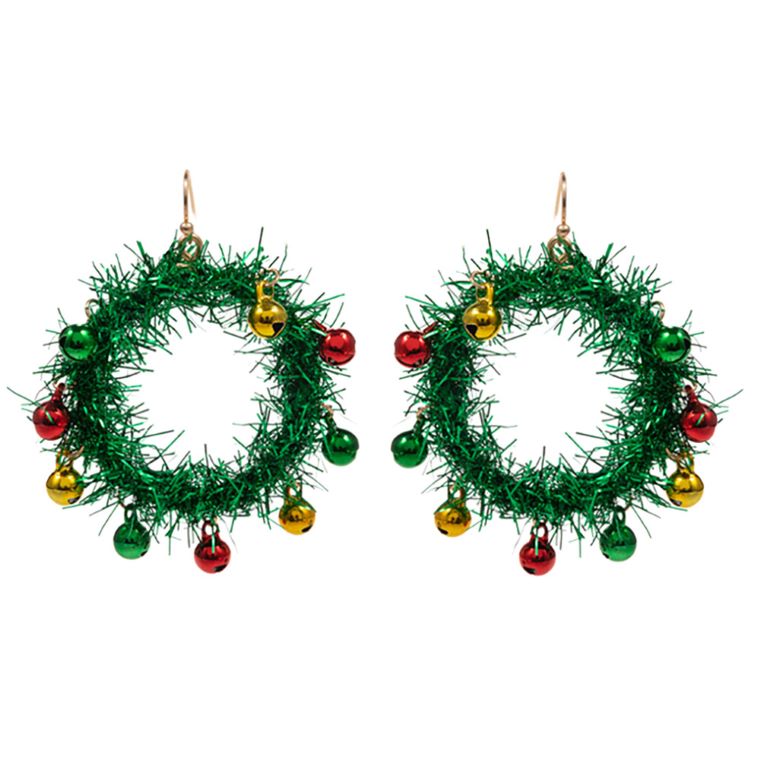 Christmas Tinsel Wreath Dangle Earrings