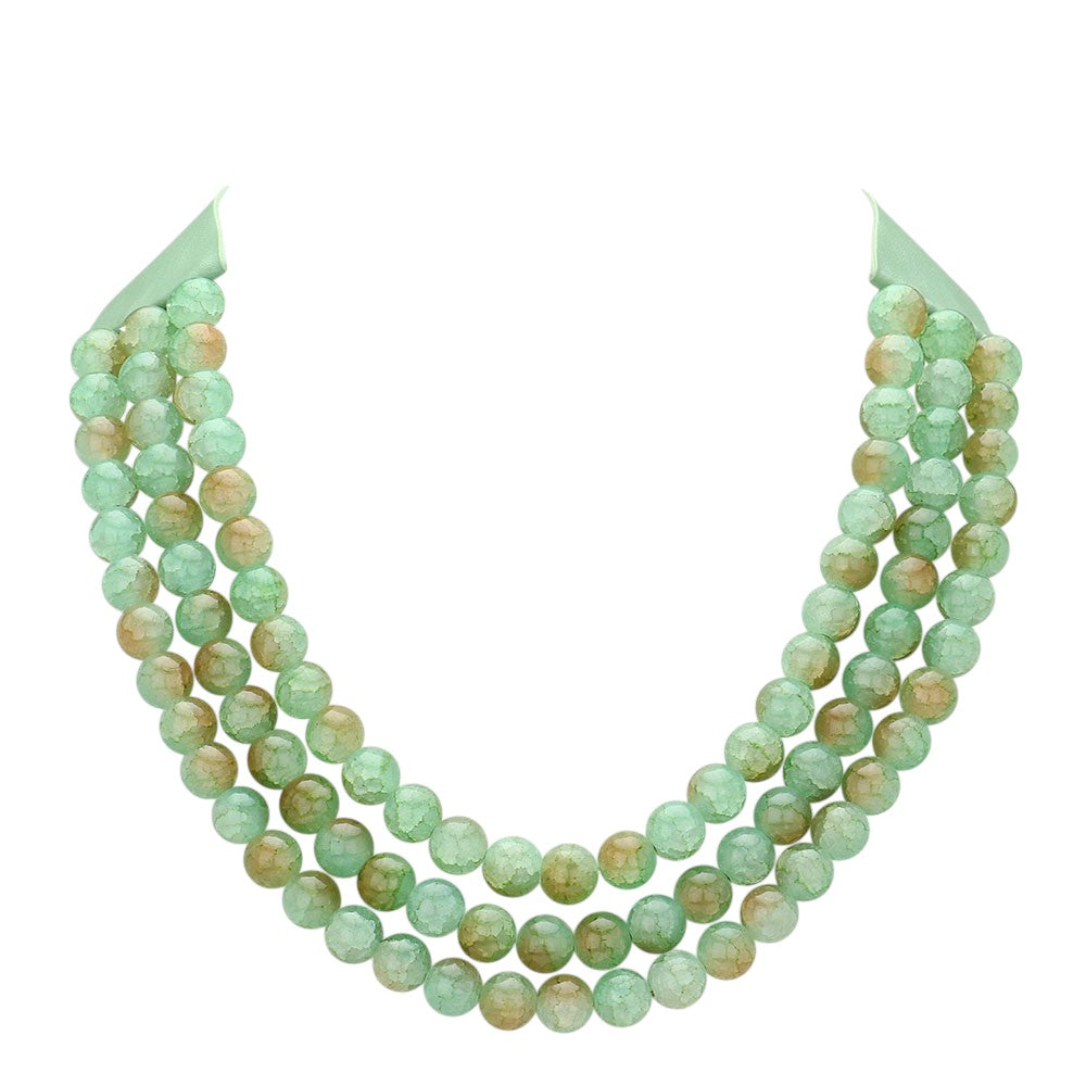 Chunky Acrylic Ball Beaded Triple Layered Faux Leather Magnetic Necklace