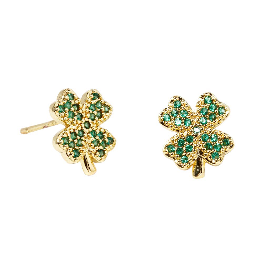 Cubic Zirconia Clover Stud Earrings