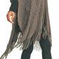 Embossed Pattern Tassel Ruana