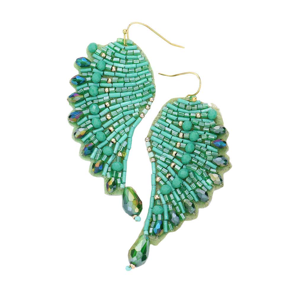 Felt Back Bead Embellished Wing Dangle Earrings