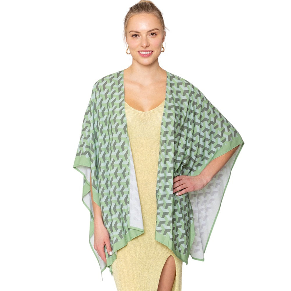 Geometric Pattern Print Ruana Poncho