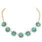 Glass Stone Embellished Flower Cluster Link Necklace