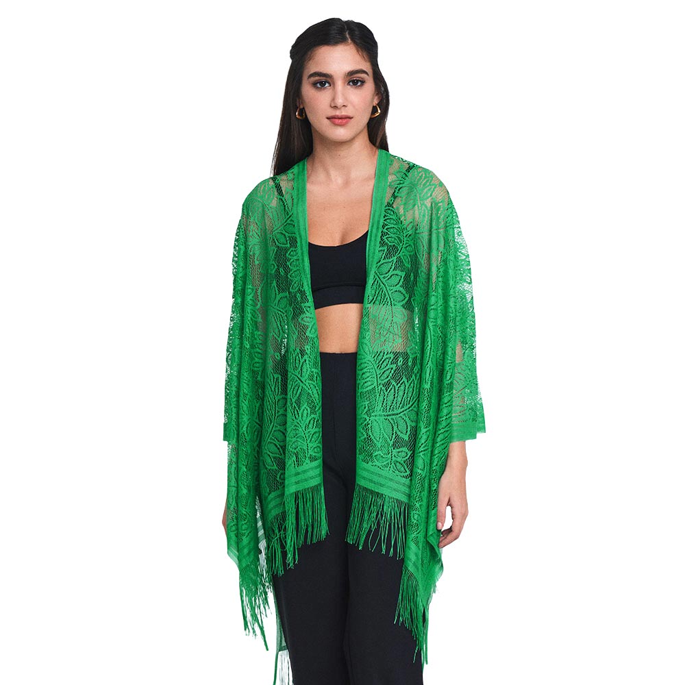 Leaf Lace Cover Up Kimono Poncho