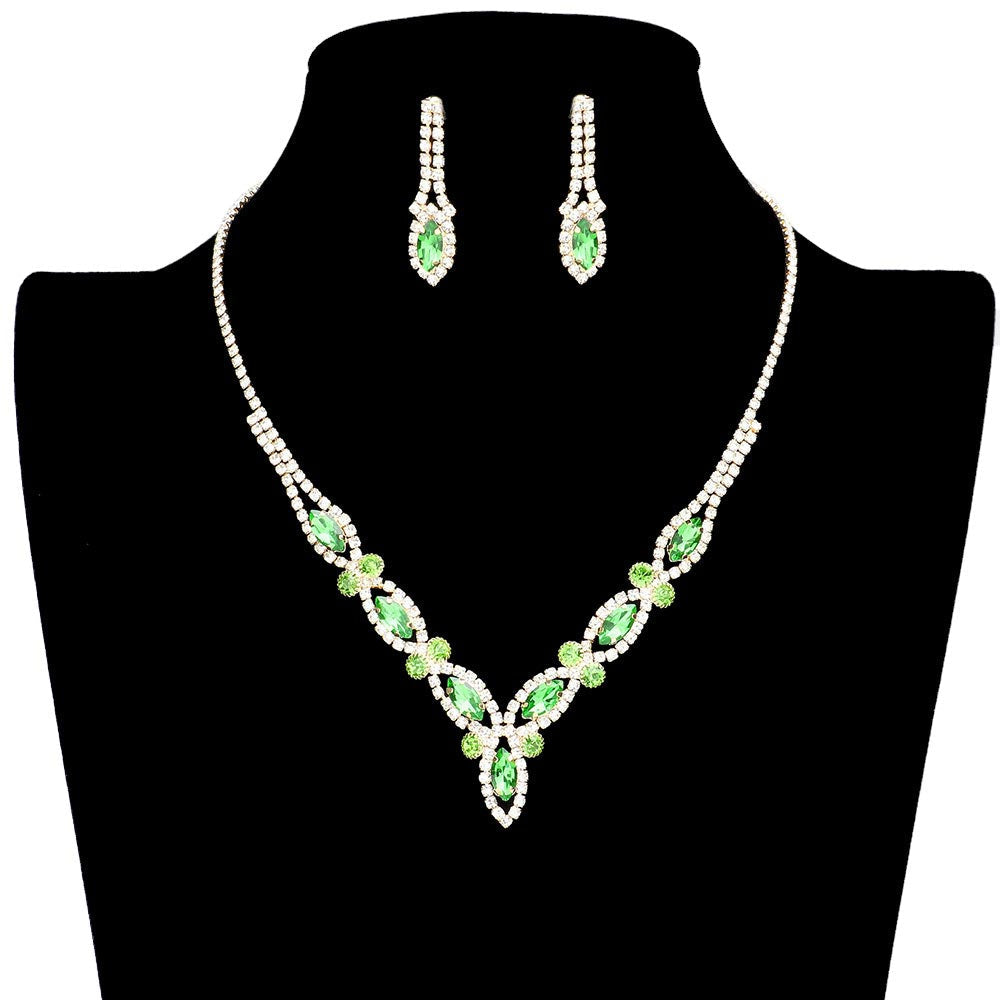 Marquise Stone Accented Rhinestone Necklace