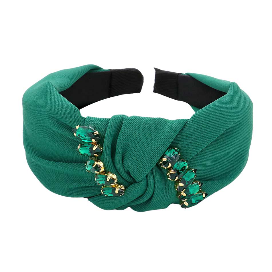 Marquise Stone Embellished Knot Burnout Headband