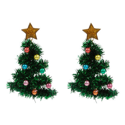 Tinsel Christmas Tree Earrings