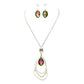 Oval Glass Crystal Triple Abstract Hoop Necklace