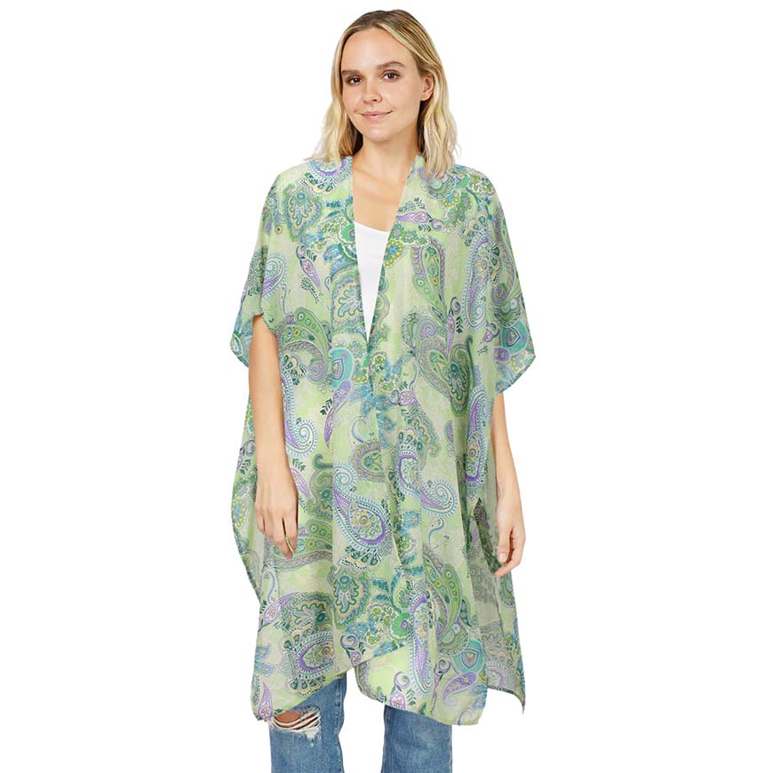 Paisley Patterned Cover Up Kimono Poncho