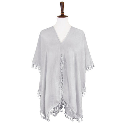 Tassel Trimmed Solid Cover Up