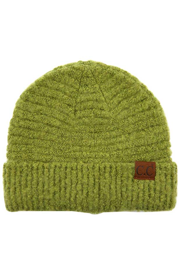 C.C Solid Boucle Yarn Beanie Hat with Cuff