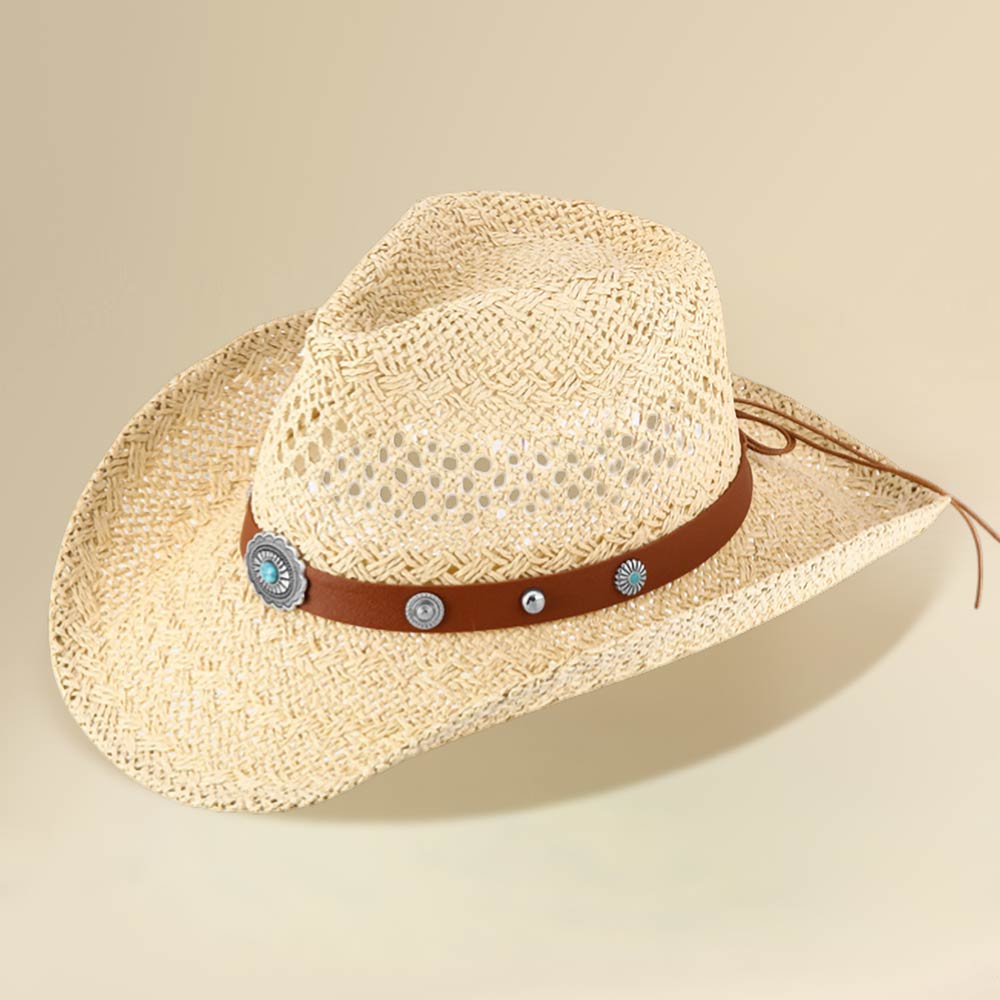 Boho Decorative Band Accent Western Woven Cowboy Summer Fedora Hat