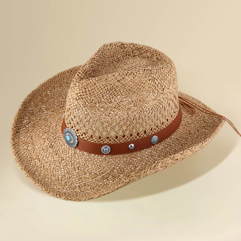 Boho Decorative Band Accent Western Woven Cowboy Summer Fedora Hat