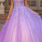 Nox Anabel H1271 Long Scoop Neckline Glitter Tulle A-Line Ballgown