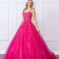 Nox Anabel H1271 Long Scoop Neckline Glitter Tulle A-Line Ballgown